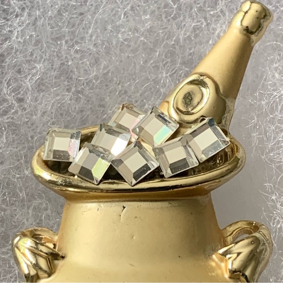 Vintage Signed AJC Champagne & Bucket Gold Tone Brooch Pin - Picture 3 of 9